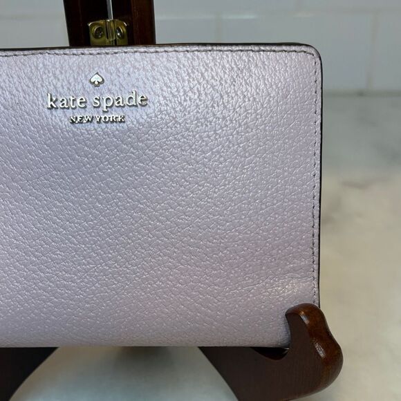 Kate Spade Wallet Leather Cross Grain Lavender Bifold Compact - Picture 3 of 15